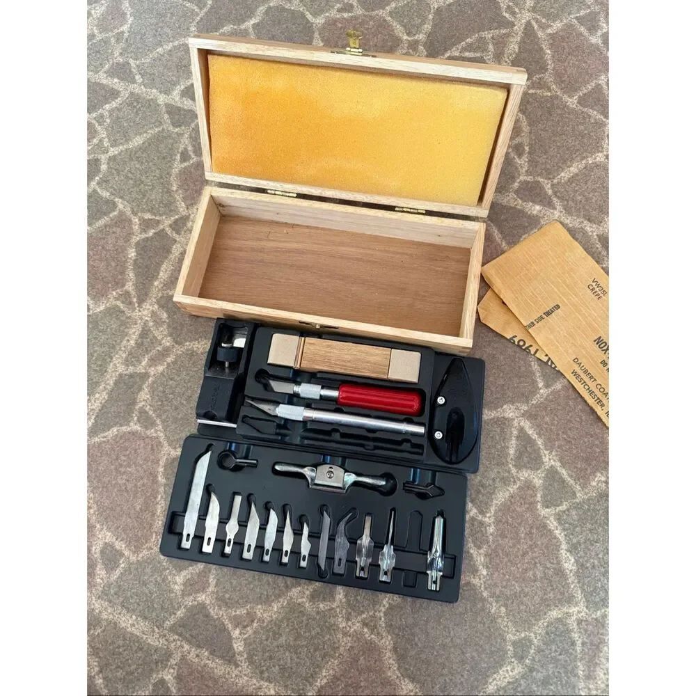 Vintage X-ACTO Deluxe Craft Tool Set Wood Hobby Knife Blades Saw Plane 1990 READ